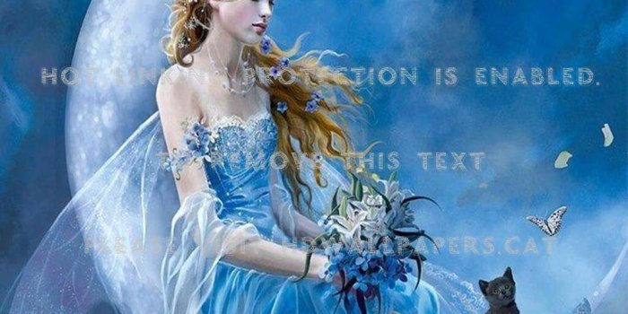 1024x768 beautiful fairy brown hair black cat moon