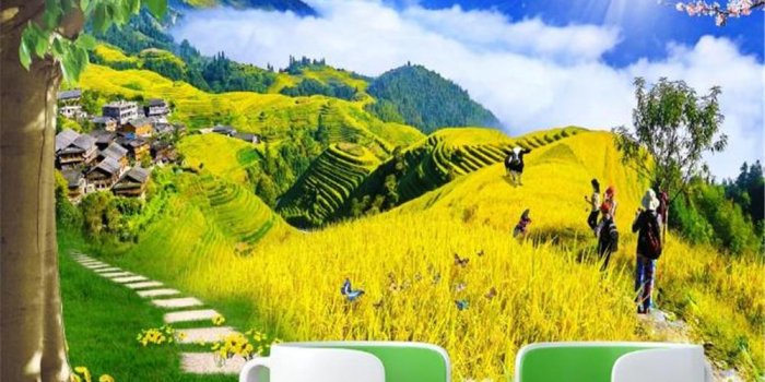 1000x800 3d Wallpaper Blue Sky White Clouds Golden Wheat Harvest Scenery