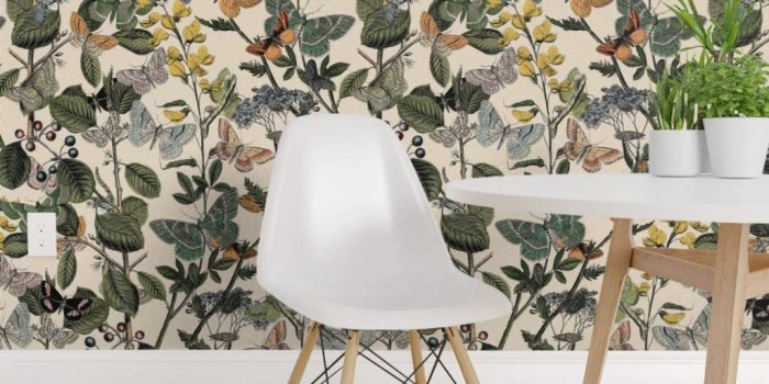 1024x1024 Spoonflower Peel and Stick Removable Wallpaper, Butterfly Garden