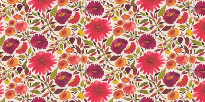 1000x1000 Zinnias by Clarke & Clarke - Autumn - Wallpaper : Wallpaper Direct