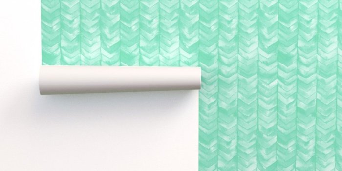 1024x1024 Watercolor Chevron in Mint // watercolor on Isobar by