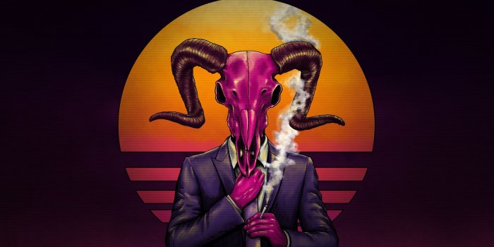 2560x1600 Wallpaper Of Art, Demon Horns, Retro Wave, Smoke Background