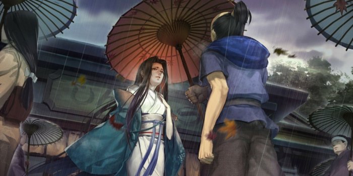 1245x700 Liduke Girl Japan Art Rain Umbrella Kimono anime wallpaper