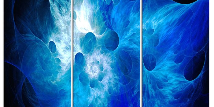 1500x1500 DesignArt Fractal Blue Smoke Wallpaper - 3 Piece Graphic Art on