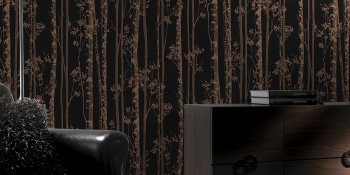 2000x2000 Linden Wallpaper in Black and Copper from the Pure Collection by