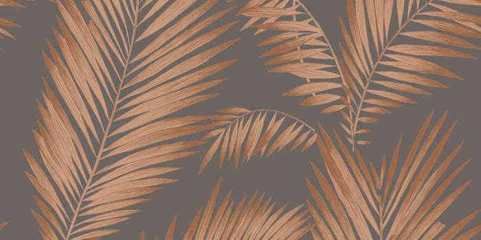 1000x1000 Ardita Copper Wallpaper Palm Leaves Metallic Grey Glitter Tropical