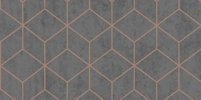 1500x1500 Box Geo Charcoal - Copper Wallpaper