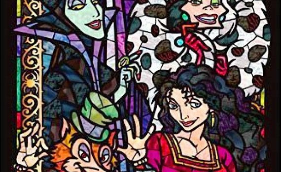 570x1726 BUY 2, GET 1 FREE! Disney Villains Stained Glass 033 Cross Stitch