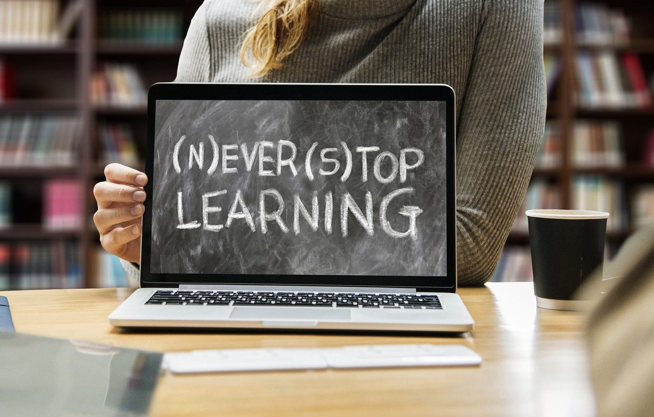 1332x850 Wallpaper girl, glass, table, the inscription, study, books