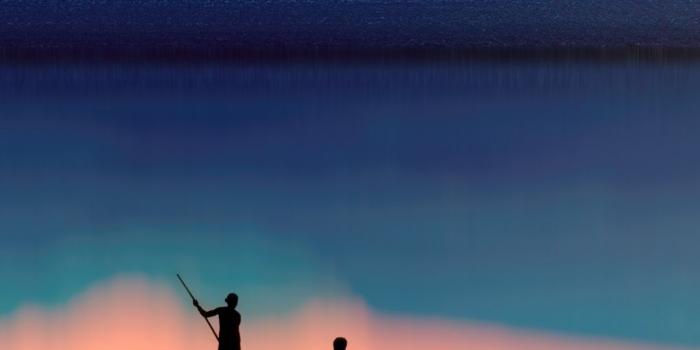 1080x2160 Lake, silhouette, fishing, horizon, sunset Wallpaper | Sunset