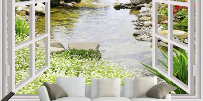 1000x1000 Sucsaistat Wall Mural Wallpaper Modern Simple 3D Window Garden