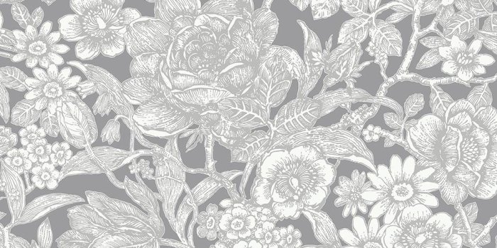 1000x1000 Crown 56.4 sq. ft. Hedgerow Grey Floral Trails Wallpaper M1188