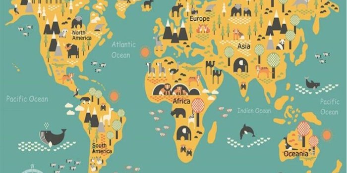 1000x800 Custom wallpaper 3d murals cartoon children's world map TV