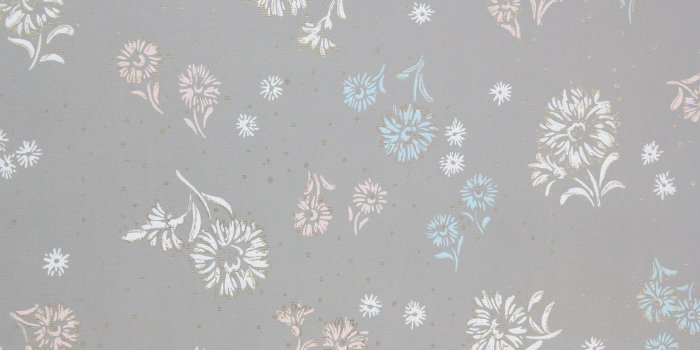 2048x1365 1940s Vintage Wallpaper White Blue Flowers on Gray - Rosie's