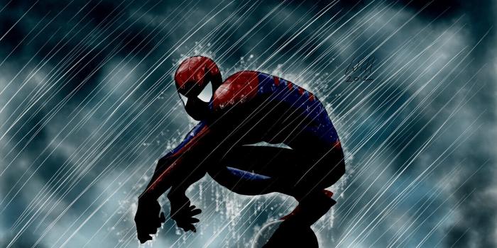 1920x1080 rain, Spider-man, Marvel Comics, fan art :: Wallpapers