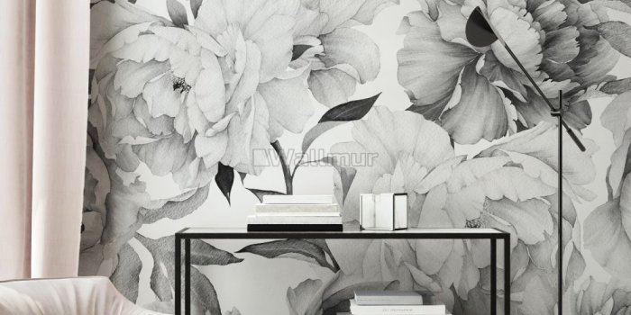 1000x1250 Dark Floral Charcoal Rose Flower Wallpaper Mural • Wallmur®