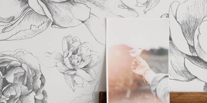 900x900 Vintage peony wallpaper for girls room interior by Livettes