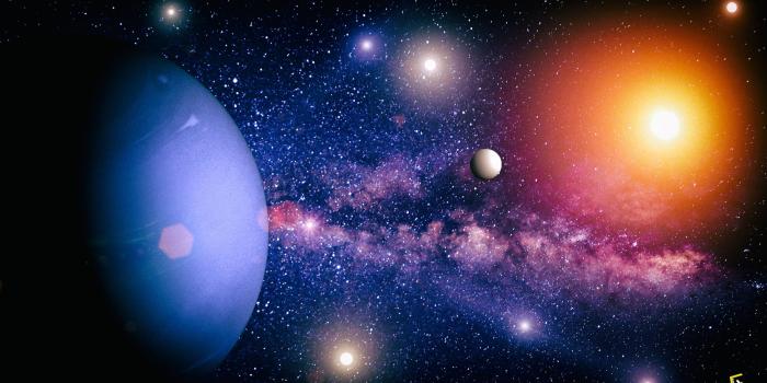 2560x1440 Planets on sky, space, planet, Neptune, sun rays HD wallpaper