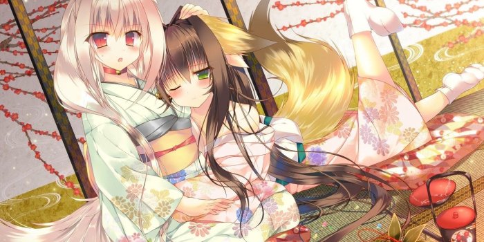 1413x1000 anime, Anime Girls, Kimono, Kitsunemimi, Original Characters, Fox