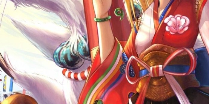 750x1334 Anime Girls, Kimono, Demons, Shrine, Fox, Masks - Kimono Girl With