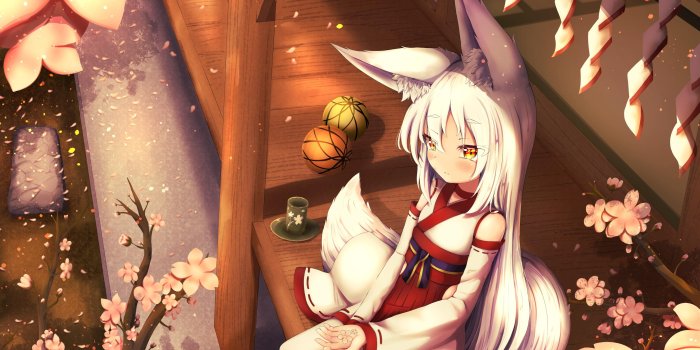 3554x1999 Fox Girl Inside Shrine HD wallpaper download