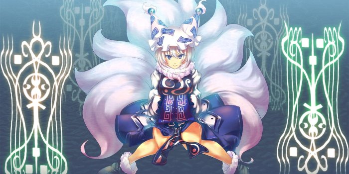 1920x1080 tails touhou blue eyes animal ears short hair kitsune white hair