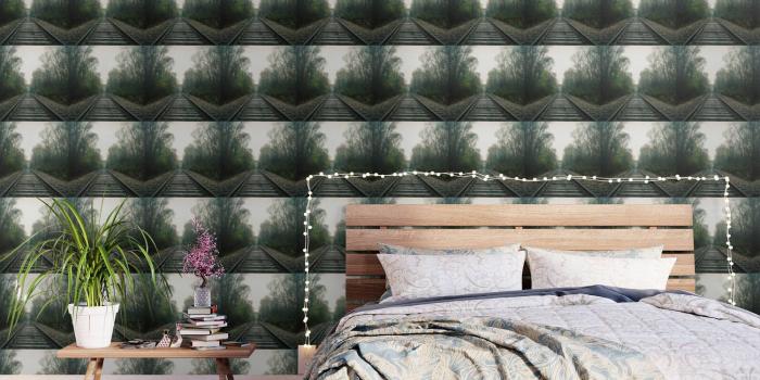 1500x1500 Creepy foggy railroad Wallpaper by rogerporter | Society6