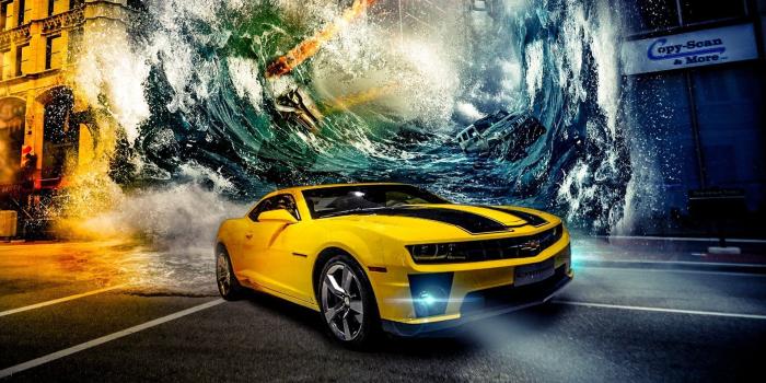 1920x1080 Yellow and black sports car digital wallaper, car, Chevrolet