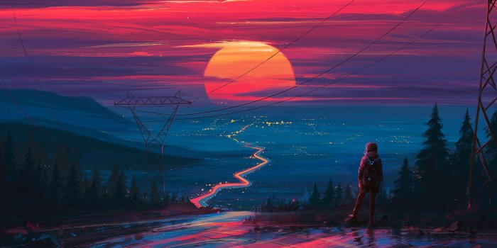 2560x1440 Sunset Horizon Scenery Landscape Art 4K Wallpaper #178