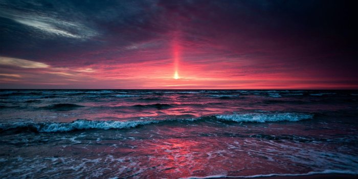 1920x1080 sea, Landscape, Nature, Beach, Sunset, Waves, Horizon Wallpapers