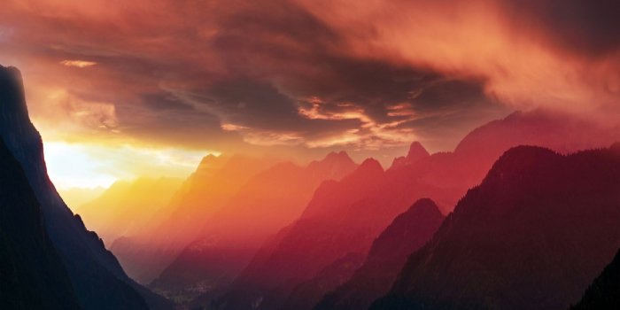 1920x1080 Desktop wallpaper cloudy sky, horizon, mountains, sunset, hd image