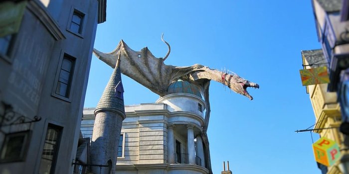910x1004 HD wallpaper: Harry Potter, Dragon, gringotts, universal studios