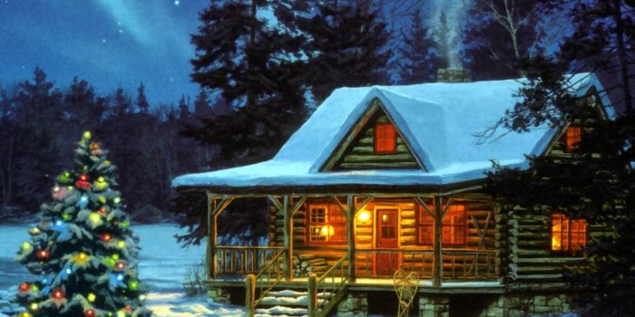 1024x768 36+] Log Cabin Christmas Wallpaper on WallpaperSafari