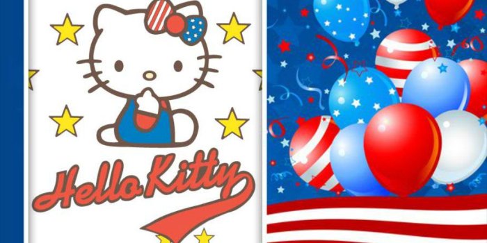 1024x768 Hello Kitty July 4th Wallpaper - Hello Kitty Fan Art (34990193
