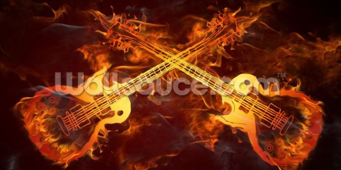 1000x1000 Guitars on Fire Wallpaper | Wallsauce US