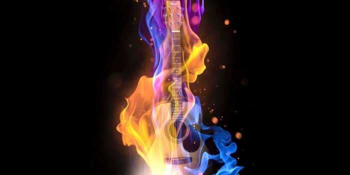 1332x850 Wallpaper music, fire, guitar, bass, bass guitar images for