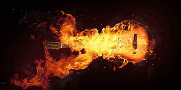 1600x1067 Download Wallpaper Black, Fire, Guitar Free Desktop - Fire Guitar