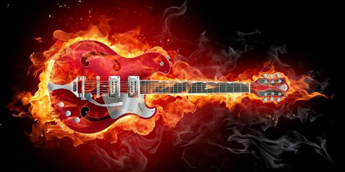 1920x1200 Fire Guitar, Computer Wallpaper - Gitara Ogień - 1920x1200