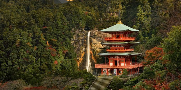 1920x1200 nature, Landscape, Trees, Forest, Clouds, Water, Japan, Building