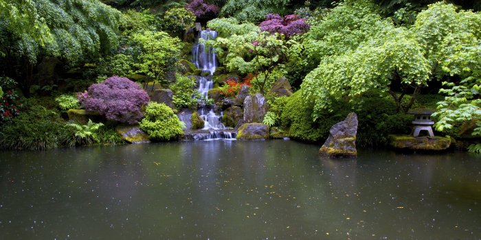 3072x2045 Gardens USA Portland Japanese Nature Garden waterfall wallpaper