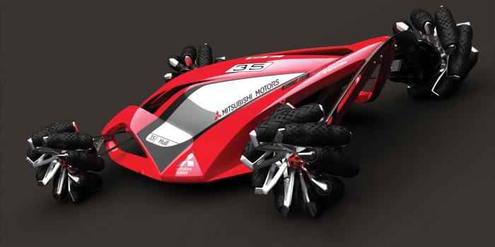 1920x1080 Futuristic Mitsubishi Car Art Hd Wallpaper - Future Cars Red