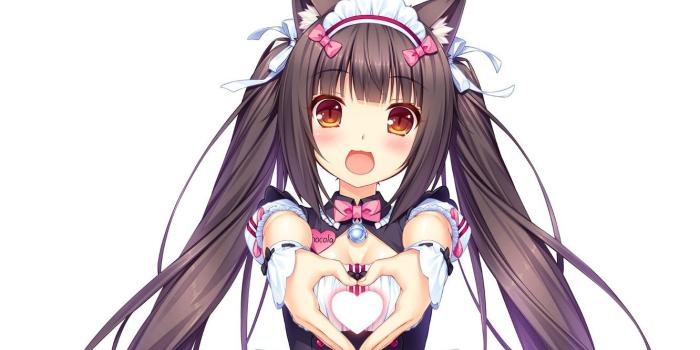 1332x850 Wallpaper kawaii, girl, nothing, anime, cat, pretty, asian, cute