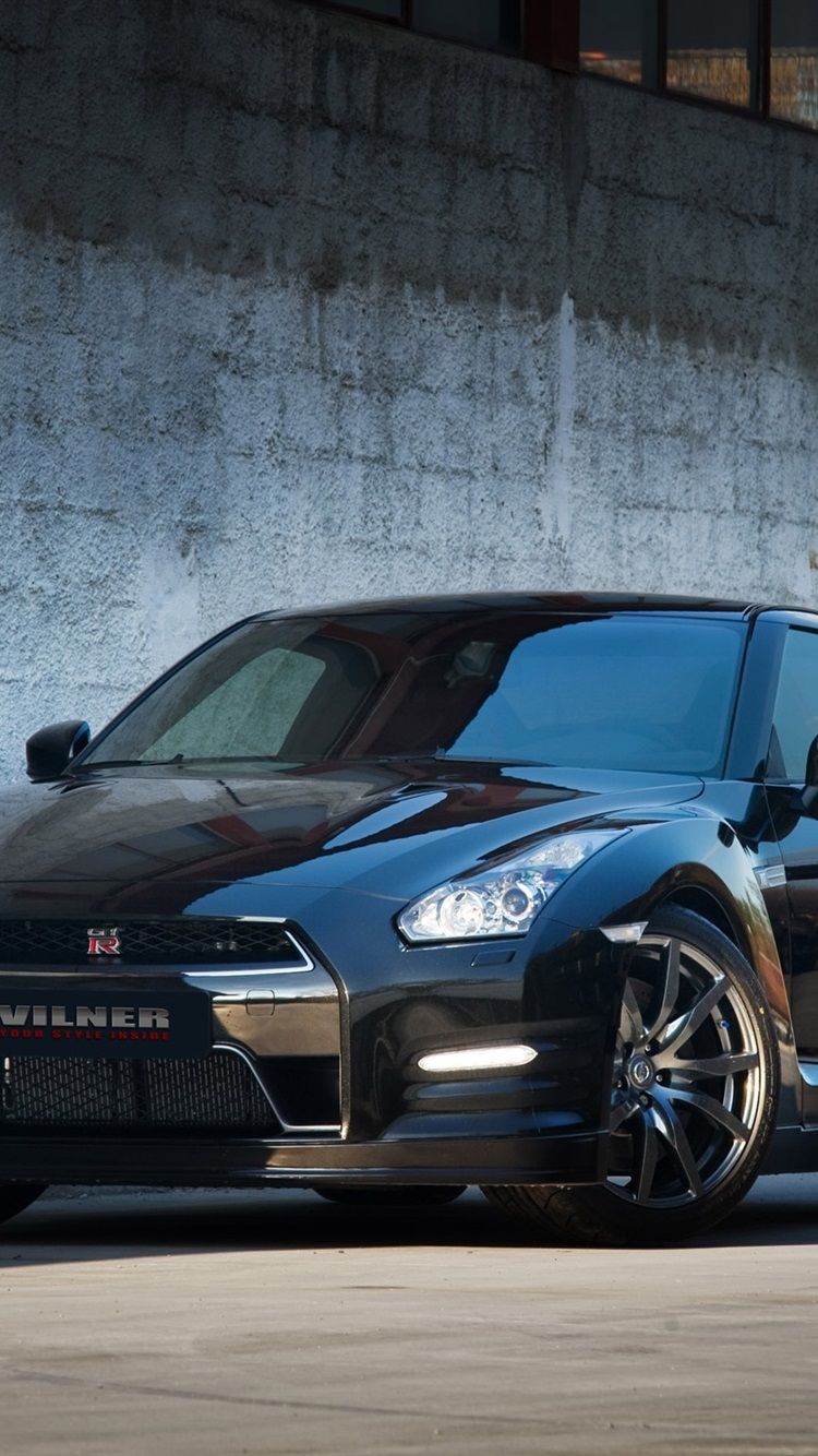 750x1334 Iphone Wallpaper Nissan Gtr R35 Black Vilner Car - Nissan Gtr
