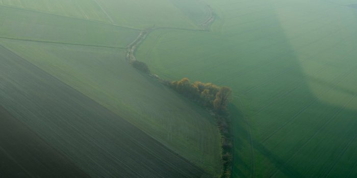3840x2560 aerial view field fog and farm hd 4k wallpaper and background