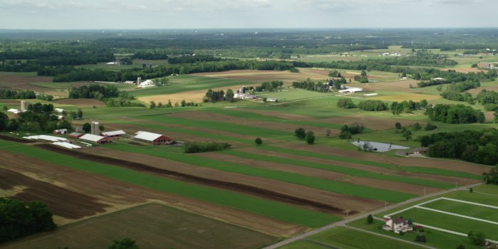 1920x1080 5K stock footage aerial video of farms and farmland, Newton Falls
