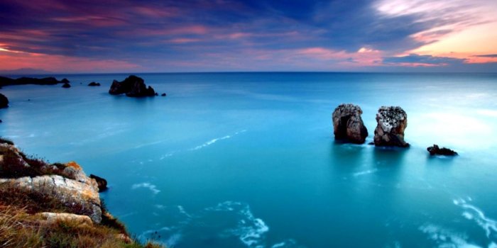 1229x941 Nice Stones And Sea Natural Landscape Computer Wallpaper - Sunset