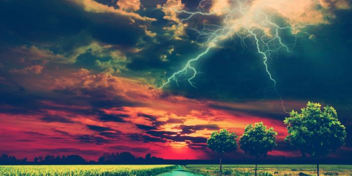 2160x1920 landscape, Road, Lightning, Storm Wallpapers HD / Desktop and