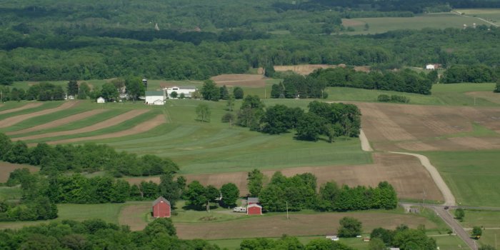 1920x1080 5K stock footage aerial video of farms and farmland, Mantua, Ohio