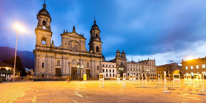 3840x2160 Photo Colombia Town square Bogota Temples Evening Street 3840x2160