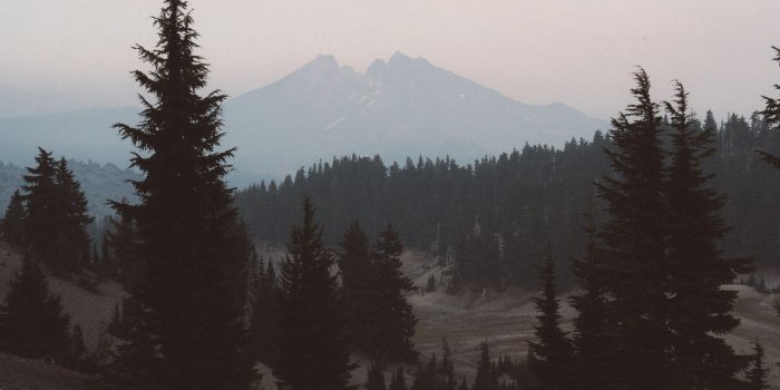 3840x2560 mountain landscape with pine tree forest in the foregroundsmokey